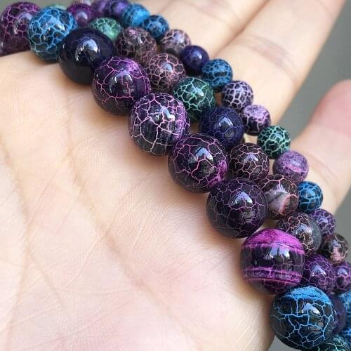 6/8/10mm Natural Stone Multicolor Dream Fire Dragon Veins Agates Smooth Loose Spacer Beads For Jewelry Making DIY Bracelets 15"
