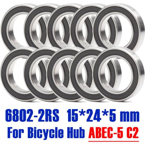 6802-2RS Bearing 15*24*5 mm 10PCS ABEC-5 15 24 5 6802RS Bearings For Bicycle Hub Front Rear Hubs Wheel