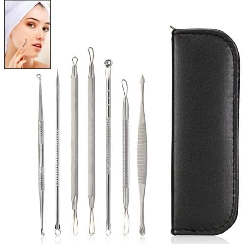 7PCS Tools Acne Blackhead Comedone Removal Loop Double Ended Extractor With Case