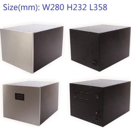 W280 H232 D358 Full Aluminum Power Box Blank Panel Vu Meter Amp American Socket Power Amplifier Chassis DIY Home Audio Enclosure