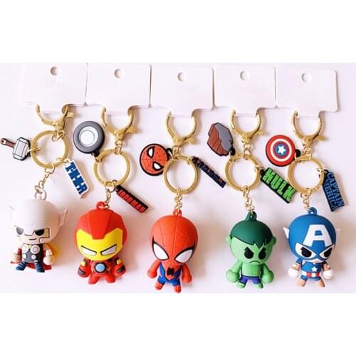 Manway movie Avenger hero action chart key chain animation Spider Man Iron Man Model American captain key ring children toy gift