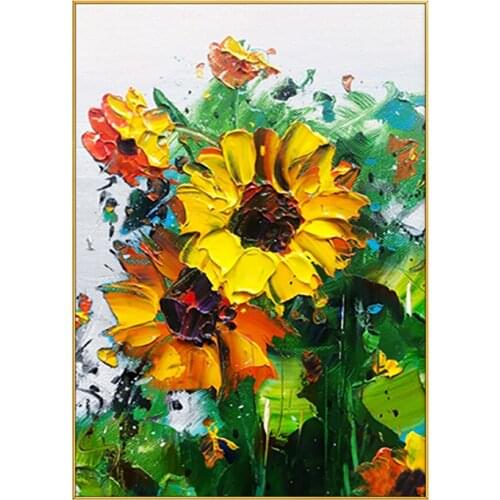 Pure hand-painted canvas oil painting decoration painting abstract sunflower hanging painting decor on the wall flowers unframed