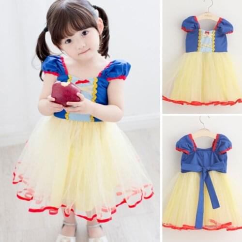 Disney Kids Dresses for Girls Snow White Costume Princess Dress Halloween Christmas Party Cosplay Childrens Clothing Summer