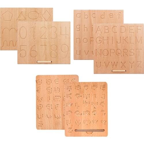 Montessori Tracing Board Wooden toy for girls boy Double Sided Letters number Educational game toy product