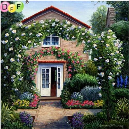 DPF DIY 5D diamond painting garden arch diamond mosaic square home decor diamond embroidery cross stitch needlework crafts gift