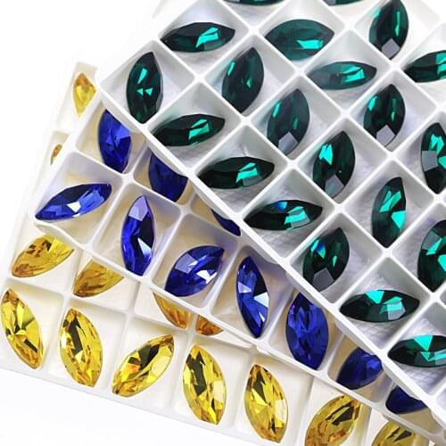 Navette K9 Glass Crystal All Colors And Zize Pointed Back Rhinestones Horse Eye 3D Fancy Stones Nailart Diamond For Jewelry DIY
