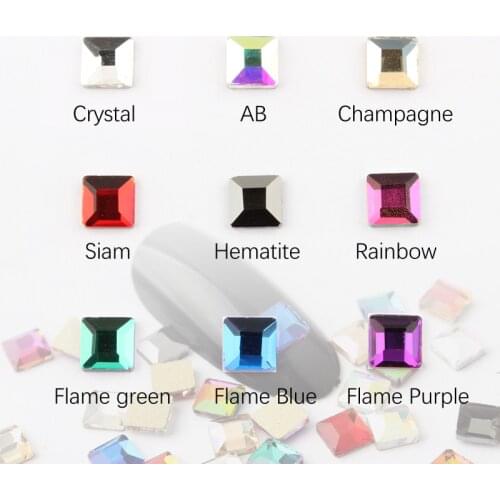 Hot sale Square 4X4mm Nail Art Rhinestones 10 colors Fancy Crystal stones 30/100Pcs For 3D Nail art decoration