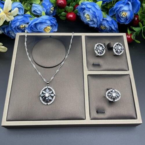 HERHOME 3 PCS Luxury Nigeria CZ Zircon Jewelry Set Women Wedding Dress India Africa Bride Necklace Earrings Accessory