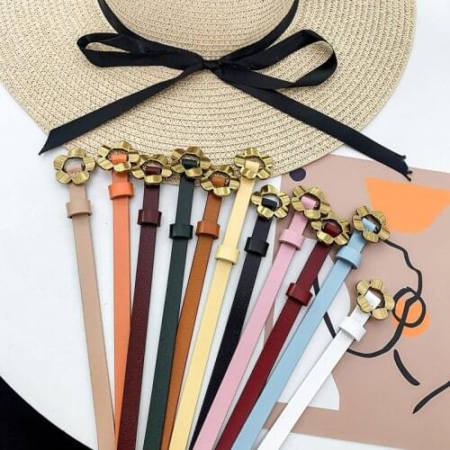 Belt Korean Version Of The New Leather Simple Wild Flower Buckle Student Decoration Skirt Fine Ins Style Belt
