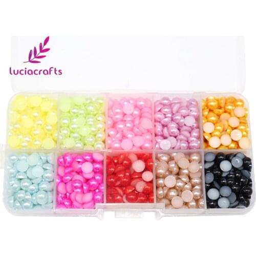 Lucia crafts 3/4/5/6 mm Half Round Pearls Beads Flatback DIY Scrapbook Nail Garment Shoe Decor F1104