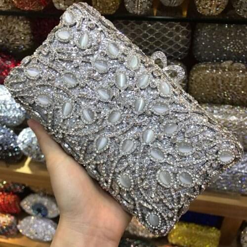 Fashion Women Luxury Crystal Clutch Evening dress Bag Wedding gold/silver Clutch Purse Diamonds Party Handbags messenger bags
