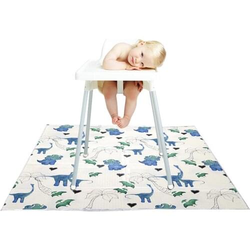 Washable Highchair Splat Floor Mat- Anti-Slip Silicone Spot Splash Mess Mat Food Catcher Art Craft Leak Proof Mat