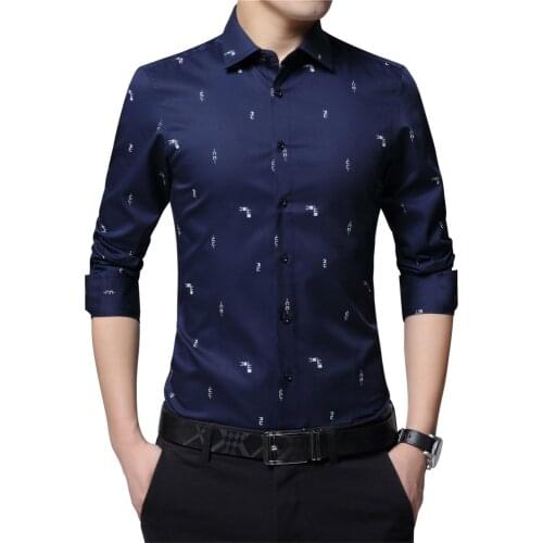 BROWON Autumn New Arrival Dress Shirts Men Long Sleeve Sharp Collar Dot Print Formal Shirts for Men Korean Men Clothes
