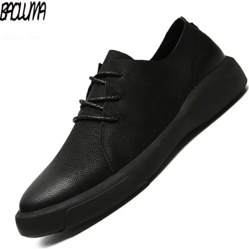 Genuine Leather Shoes Men Leather Sneakers Flats Design Style Men Shoes Loafers Lace Up Walking Casual Shoes Men Big Size 37-47