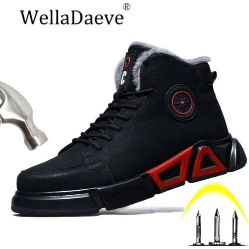 Mens Winter Keep Warm Safety Shoes Unbreakable Steel Toe Cap Snow Boots For Men Anti-smashing Anti-piercing Casual Work Sneaker
