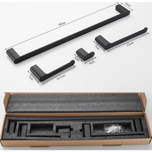 Stainless Steel Bathroom Hardware Set Matte Black Toilet Paper Holder Towel Bar Robe Hook Bathroom Accessories