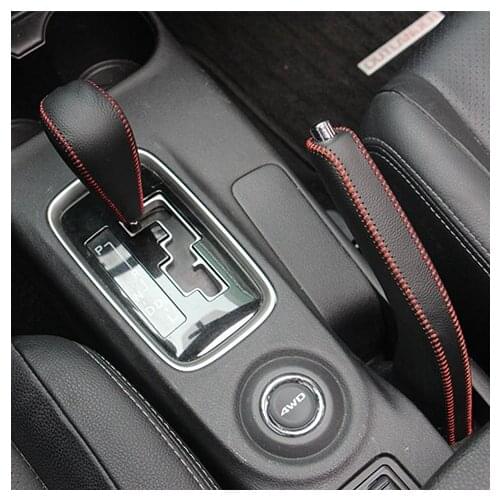 Leather handbraker gear cover set auto accessories car styling case for MITSUBISHI outlander Lancer Evolution Pajero 2011-2016