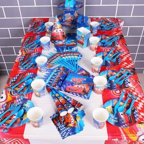 Disney McQueen Cars Theme Party Supplies Set Theme Kid Birthday Party Decor Family Party Baby Shower Supplies beautiful Cars