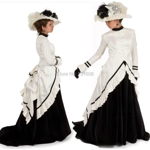 2019 New!Retro White Victorian dresses 1860s Civil War dress Cosplay Vintage Costumes Renaissance Revolutionary dress HL-154
