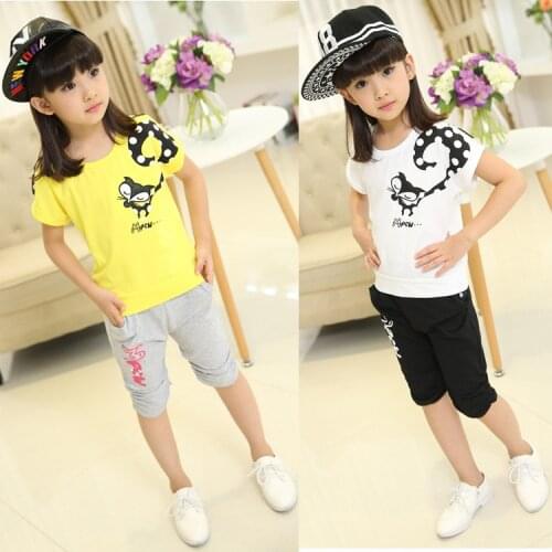 2020 New Girls clothes Sets print pattern Children Tracksuit kids clothing suit baby Short sleeved t shirt+Haren pants 2Pcs