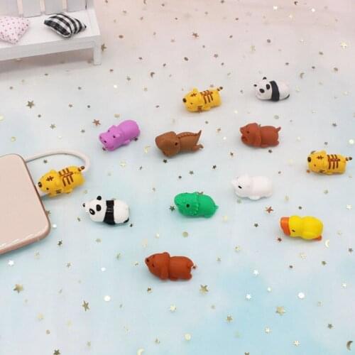 New Cable Accessory Cable Animal Doll Bites Cartoon USB Charger Data Cable Cord Protector For iphone 8 7 6 USB cable protection