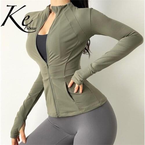 KE tight-fitting yoga clothes womens running training quick-drying long-sleeved fitness clothes jacket autumn and winter
