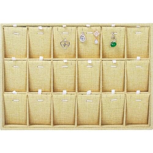 New 6-grid-plate Beige Linen Jewelry Display Stand Multifunctional Removable Ring Necklace Earrings Bracelet Pillow Tray