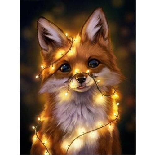 Full Dill Round Light Dog Diamond Painting Picture Of Rhinestone 5D DIY Diamond Embroidery Mosaic Animal Home Decor Gift