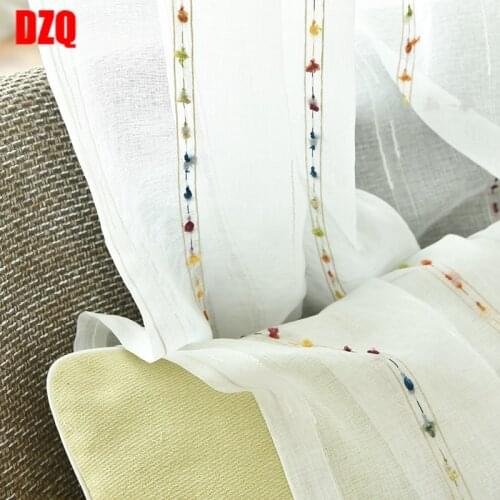 New Natural Embroidered Sheer Curtains for Living Room kids Room Bedroom Elegant Yarn Curtains Embroidery White tulle Curtains