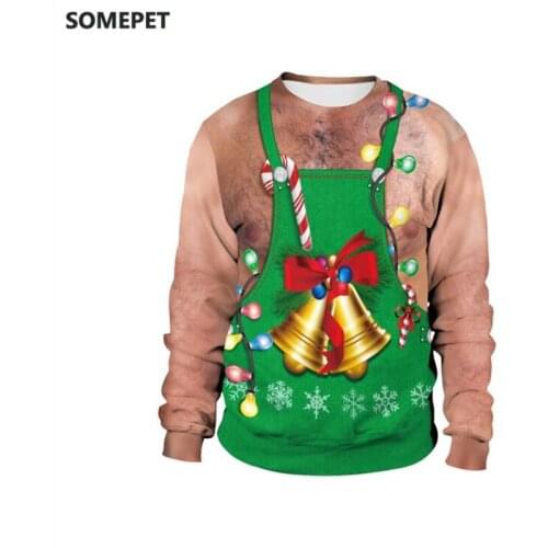 Ugly Christmas Santa Sweater 3D Printed Funny Xmas Sweatshirt Men Women Autumn Winter Holiday Sweaters Pullover Christmas Jumper