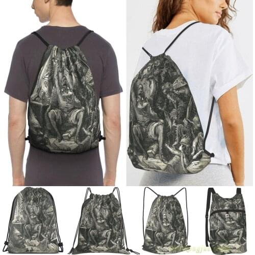 Don Quixote In His Study By Gustave Dore Men Outdoor Travel Gym Bag Waterproof Drawstring Backpack Women Fitness Sackpack Bag