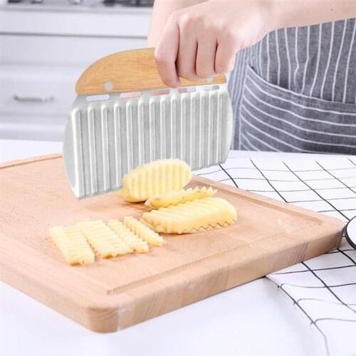 Stainless Steel Potato Chip Slicer Dough Vegetable Fruit Crinkle Wavy Slicer Knife Potato Cutter Chopper French Fry Maker