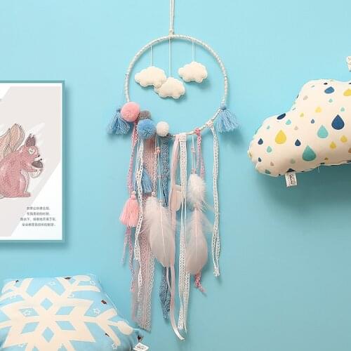 Creative Handmade Cloud Feathers Dream Catchers Nordic Kidsroom Dreamcatcher Decoration Baby Nursery Wind Chimes Decor