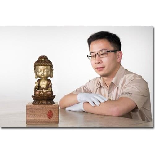 2020 Unique - OFFICE High-grade ART -Business art talisman Decorative Buddha statues brass Hand engraving art sculpture 30CM