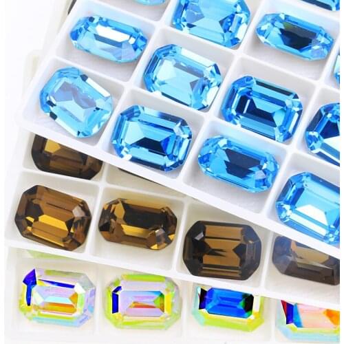 Octagon K9 Glass Crystal Pointed Back Fancy Stones Rectangle Glitter Loose Beads Strass Rhinestone For Clothes Shoes DIY Trim