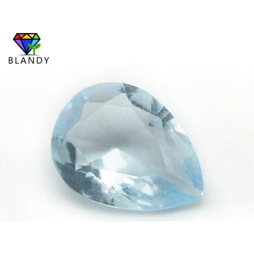 High Qaulity Loose Glass Stone 3*5~13*18mm Pear Cut Water Blue Color Glass Synthetic Gems For Jewelry