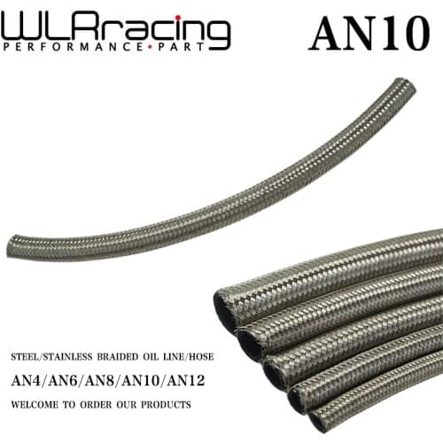 WLR RACING - AN10 10AN AN-10 (14.2MM /0.58" ID) STAINLESS STEEL BRAIDED FUEL OIL LINE WATER HOSE ONE FEET 0.3M WLR7114-1