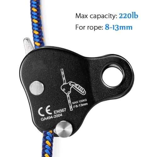 Safety Climbing Protective Ascender 220LB Climbing Protective Device Rope Grip Outdoor Climbing Rigging 8-13MM Rope