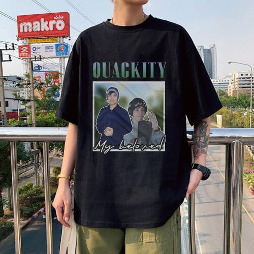 Quackity Beloved Merch T Shirt Summer Casual Fashion Printed Harajuku Cotton and Polyester Short Sleeved Loose Casual Tee Tops