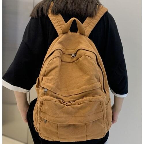Ladies Harajuku Cute Retro Canvas Bag Female Laptop Student Backpack Fashion Girl Fabric College Backpack Women Travel Teen Bags