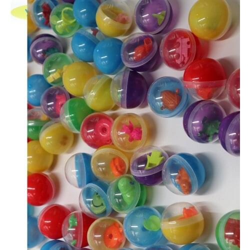 100pc/lot 45mm diameter plastic color balls capsules toys with inside mini dolls toys randomly mix for vending machine Arcade