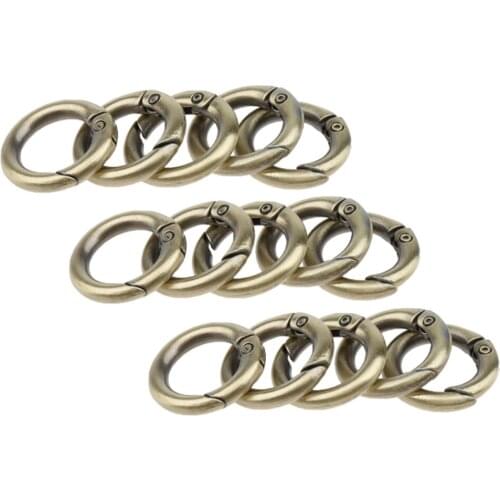15pcs Round Push Gate Open Hooks Spring Ring Key Ring Carabiner Snap Buckle Backpack Bag Accessories