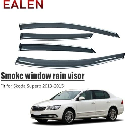 EALEN For Skoda Superb 2013 2014 2015 Styling ABS Vent Sun Deflectors Guard Car Accessories 4Pcs/1Set Smoke Window Rain Visor