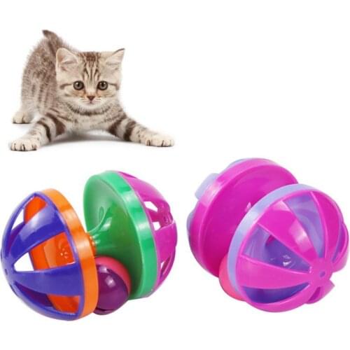 60% Dropshipping!!Pet Cat Kitten Dumbbell Bell Ball Scratch Training Game Interactive Playing Toy