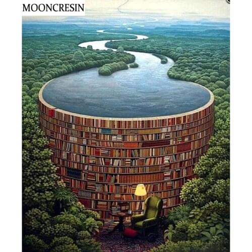 Diamond Embroidery Mosaic Painting By Number 5D Diy Diamond Painting Water and Book Full Resin Square Rhinestone Home Decoration