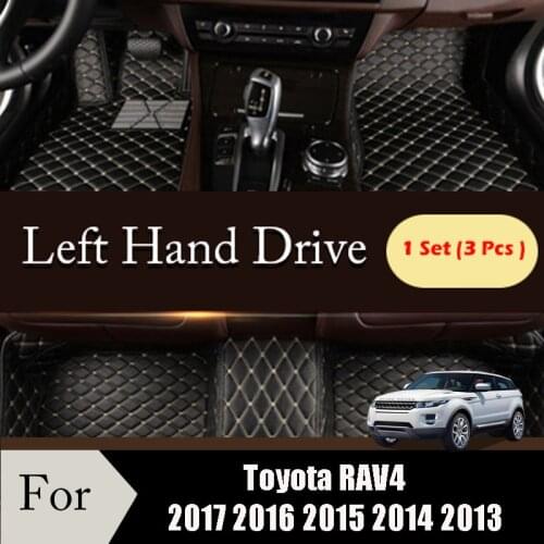 Car Floor Mats For Toyota RAV4 Rav 4 IV XA40 2018 2017 2016 2015 2014 2013 Leather Rugs Dash Mats Auto Interior Accessories