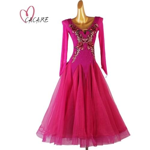 Ballroom Waltz Dress Dance Competition Dresses Tango Flamenco Standard Dancing Gown Costumes Latina Customize D0719 Sheer Hem