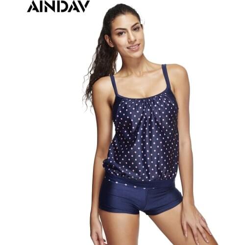 Brand Women Tankini Swimsuit Polka Dot Swimwear with Boxer Shorts Sports Suits Beachwear Bathing Suit Ladies Tankini Plus Size
