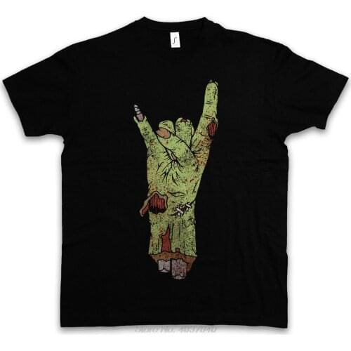 Zombie Metal Fist T-shirt Hard Rock Sign Hand Zombie Fun Wacken Devil Horns T Shits Print Short Sleeve Casual O-neck Cotton Tees