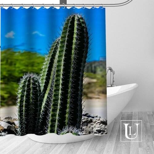 Hot New Eco-friendly cactus Shower Curtain Custom Bathroom Curtain modern Polyester Fabric Thick Waterproof Mildew